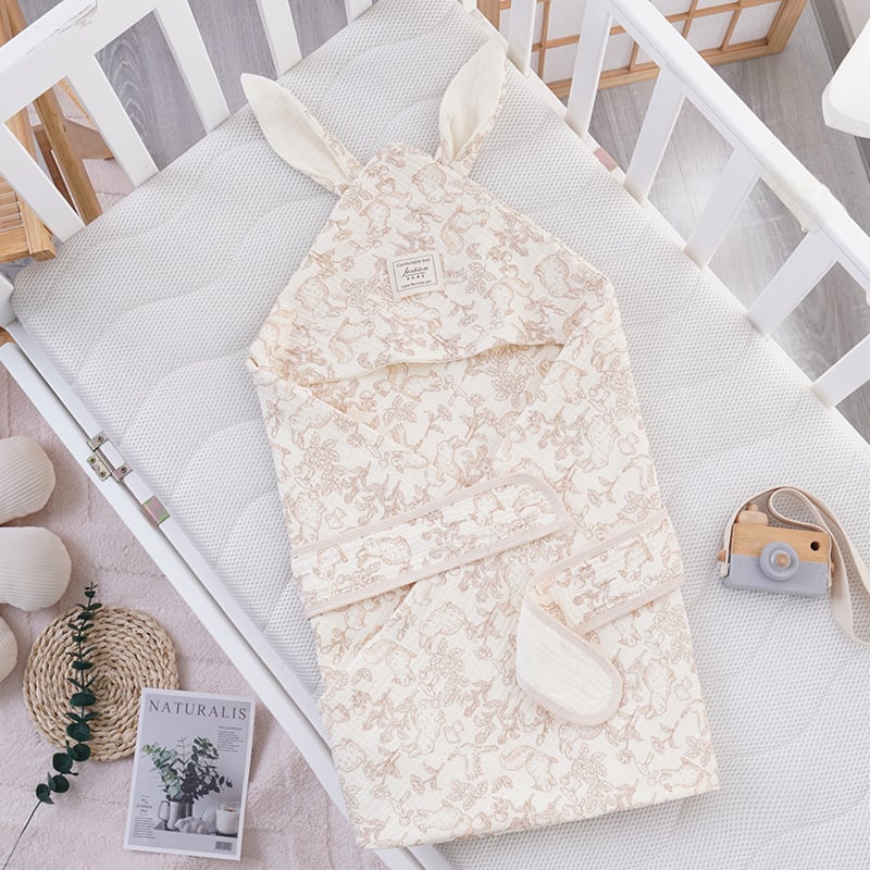 Бебешко одеяло за гушкане с големи заешки уши, новородено; за всички сезони; пълнеж: полиестерно влакно; плат: памук; тегло до 0,5 кг; за деца до 1 година; пролет и есен.