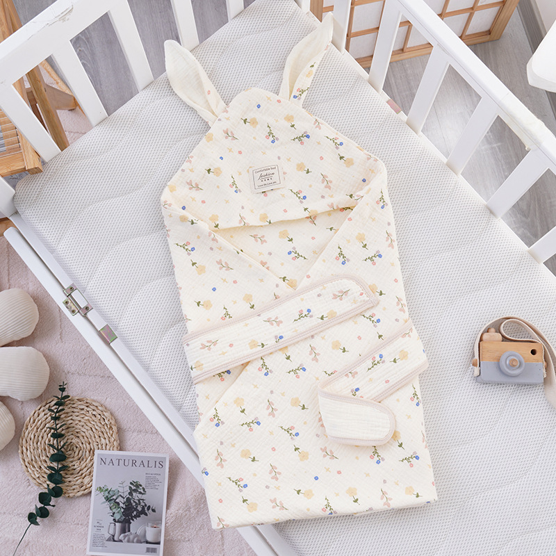 Бебешко одеяло за гушкане с големи заешки уши, новородено; за всички сезони; пълнеж: полиестерно влакно; плат: памук; тегло до 0,5 кг; за деца до 1 година; пролет и есен.