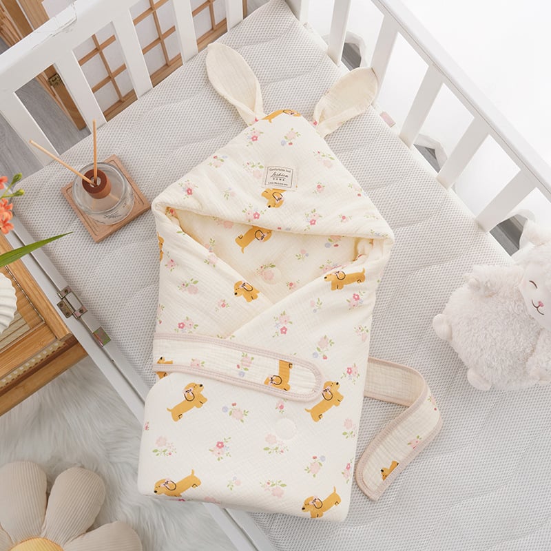 Бебешко одеяло за гушкане с големи заешки уши, новородено; за всички сезони; пълнеж: полиестерно влакно; плат: памук; тегло до 0,5 кг; за деца до 1 година; пролет и есен.