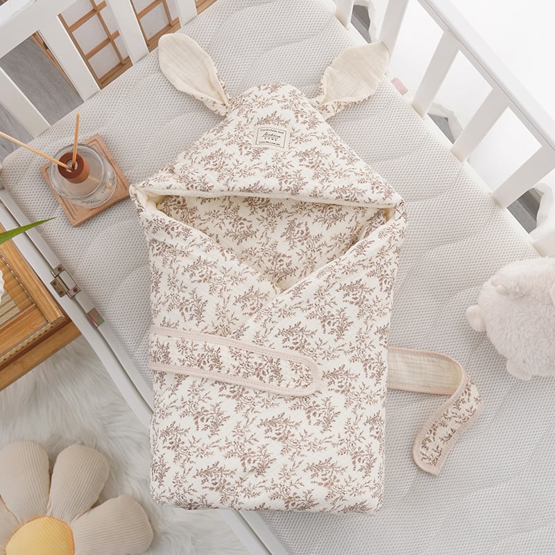 Бебешко одеяло за гушкане с големи заешки уши, новородено; за всички сезони; пълнеж: полиестерно влакно; плат: памук; тегло до 0,5 кг; за деца до 1 година; пролет и есен.