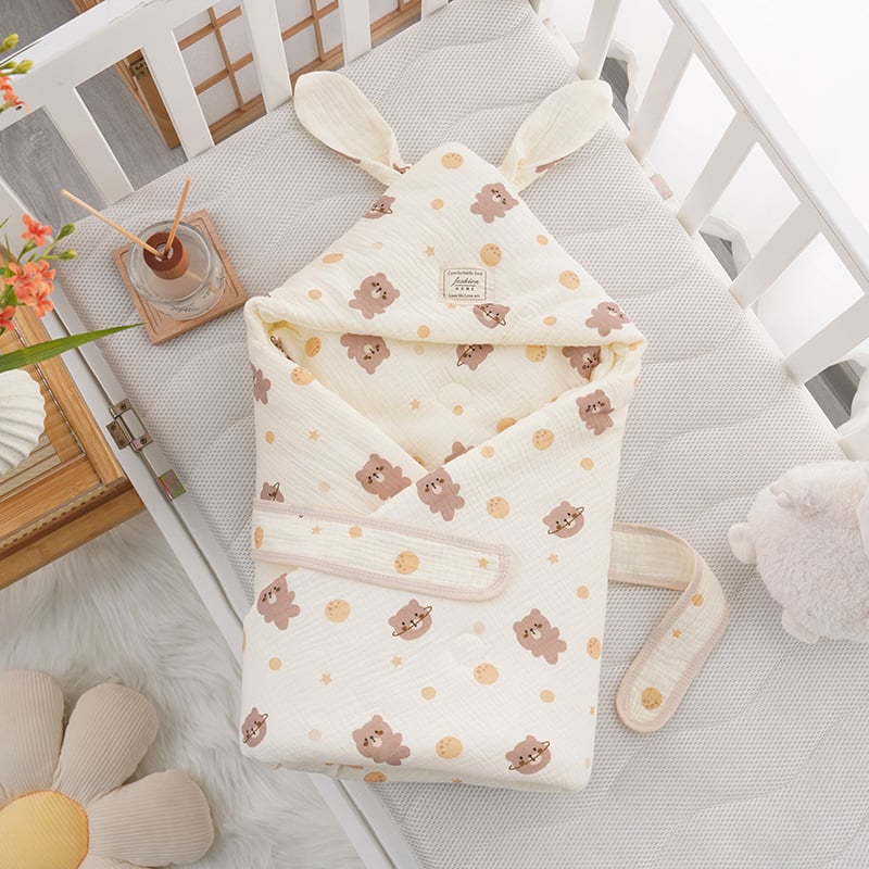 Бебешко одеяло за гушкане с големи заешки уши, новородено; за всички сезони; пълнеж: полиестерно влакно; плат: памук; тегло до 0,5 кг; за деца до 1 година; пролет и есен.