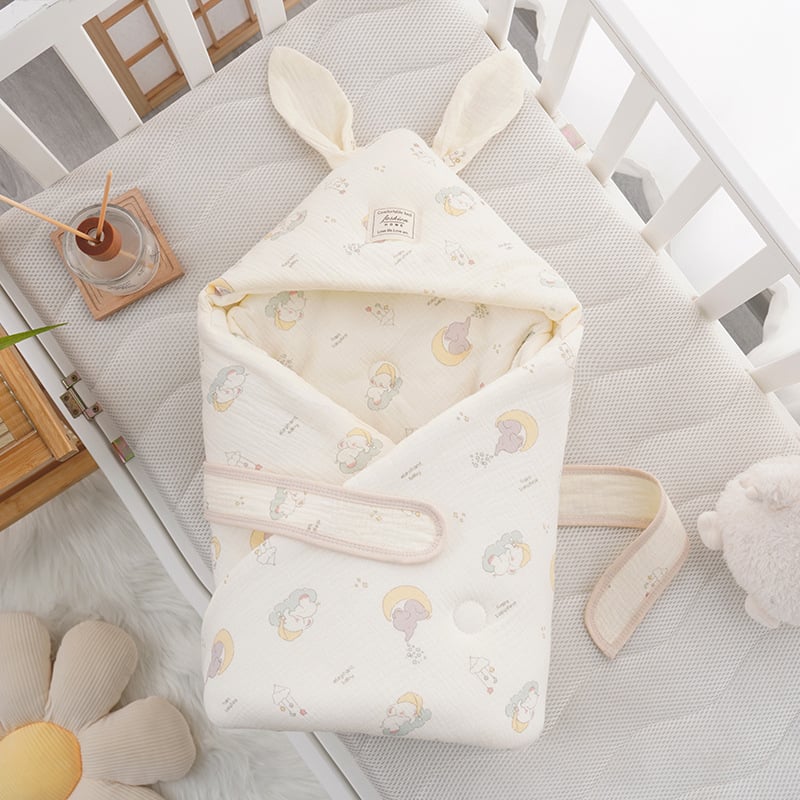 Бебешко одеяло за гушкане с големи заешки уши, новородено; за всички сезони; пълнеж: полиестерно влакно; плат: памук; тегло до 0,5 кг; за деца до 1 година; пролет и есен.