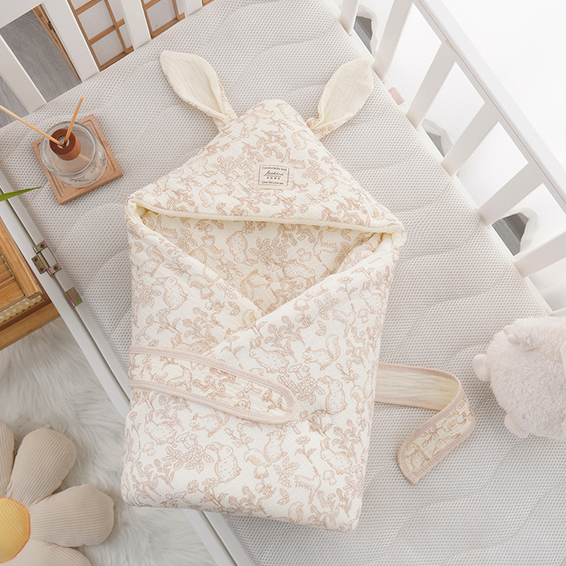 Бебешко одеяло за гушкане с големи заешки уши, новородено; за всички сезони; пълнеж: полиестерно влакно; плат: памук; тегло до 0,5 кг; за деца до 1 година; пролет и есен.