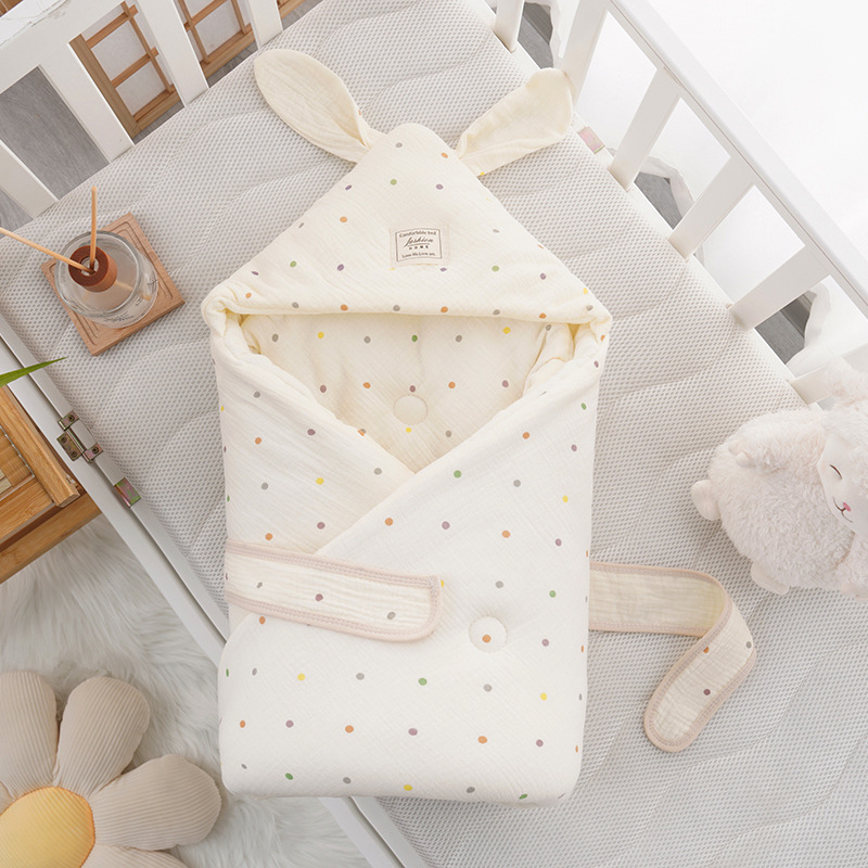 Бебешко одеяло за гушкане с големи заешки уши, новородено; за всички сезони; пълнеж: полиестерно влакно; плат: памук; тегло до 0,5 кг; за деца до 1 година; пролет и есен.