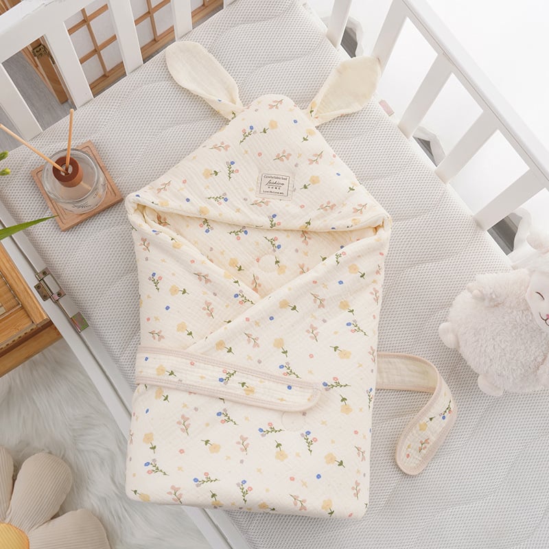 Бебешко одеяло за гушкане с големи заешки уши, новородено; за всички сезони; пълнеж: полиестерно влакно; плат: памук; тегло до 0,5 кг; за деца до 1 година; пролет и есен.