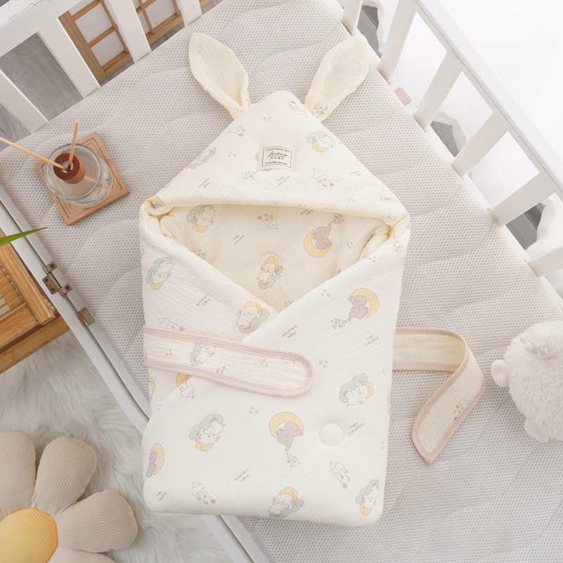 Бебешко одеяло за гушкане с големи заешки уши, новородено; за всички сезони; пълнеж: полиестерно влакно; плат: памук; тегло до 0,5 кг; за деца до 1 година; пролет и есен.