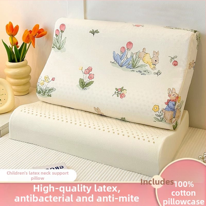 Detská latexová vankúš s bavlneným poťahom – obdĺžnikový tvar, latex obsah <70%, jadro z bavlny