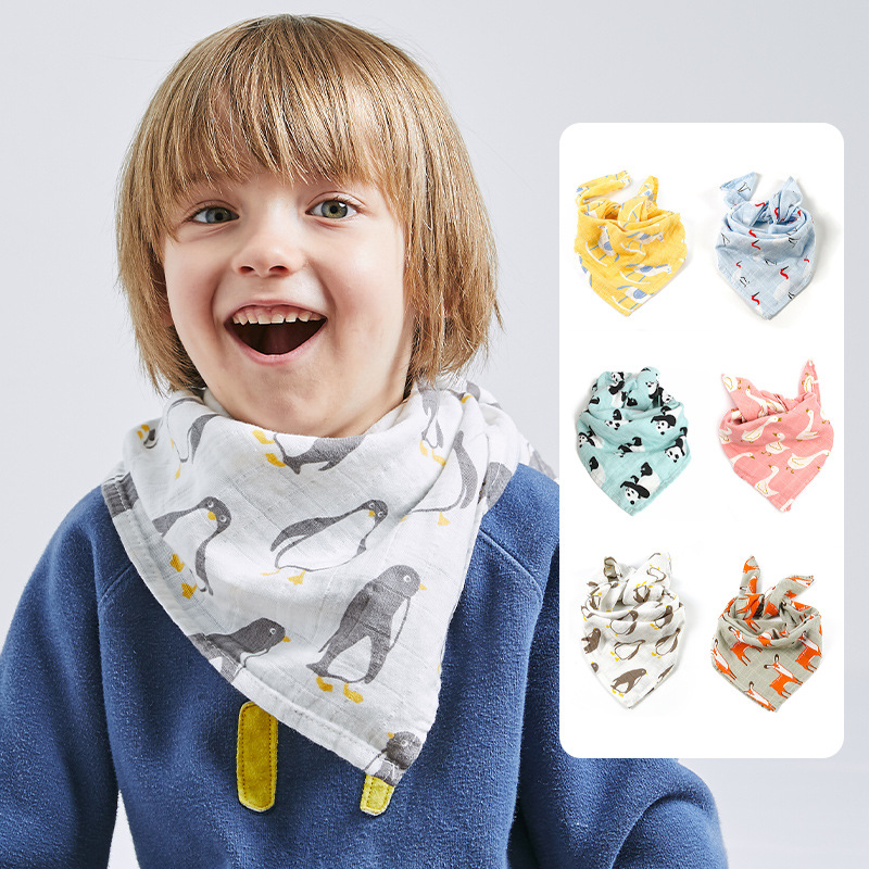 Detský bryndák z bavlnenej gázy – vzor zvieraťa, pre vek 0–3 rokov, proti zašpineniu