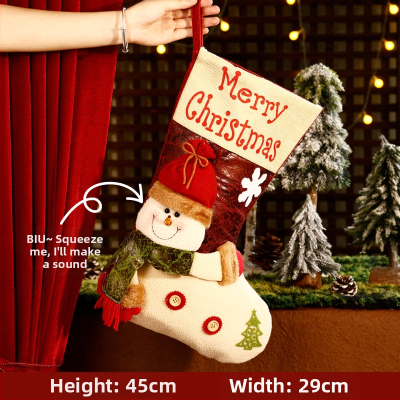 3D kreslená vianočná vrecko na ponožky, cartoon dizajn, textilný materiál, vianočný dekor
