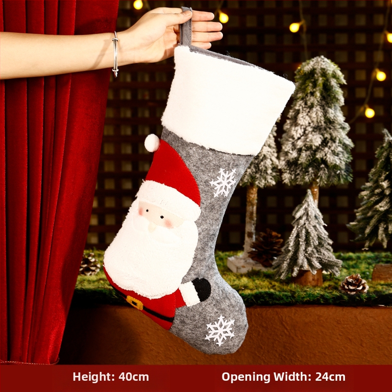 3D kreslená vianočná vrecko na ponožky, cartoon dizajn, textilný materiál, vianočný dekor