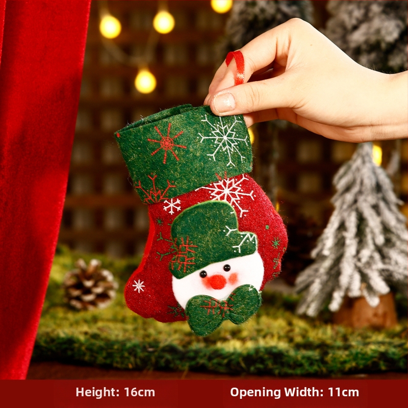 3D kreslená vianočná vrecko na ponožky, cartoon dizajn, textilný materiál, vianočný dekor