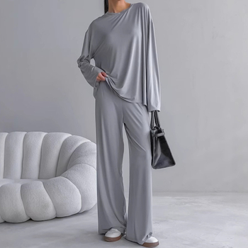 Modalni dvodijelni set pidžame: top s dugim rukavima i hlače, okrugli izrez, srednja gustoća, 181–200 g/m², za sve sezone