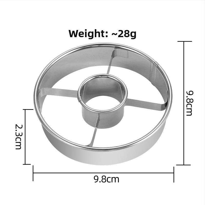 3-dielny set formičiek na donuty, ručne tlačené, nerezová oceľ, kruhové formy na pečenie