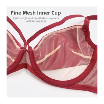 Бюстгальтер — нейлонова основна материя; чашка 3/4; тънка формована чашка; фиксирани двойни презрамки; функция: събиране