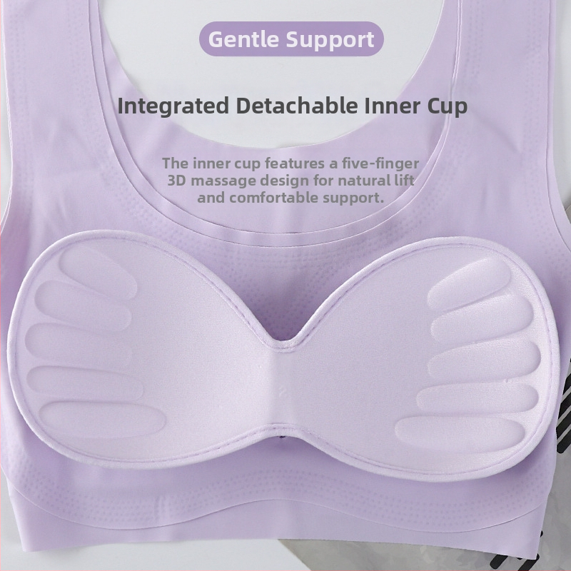 Szőrés nélküli, vezeték nélküli push-up sportmelltartó mellény-stílusban, formázott kosarakkal; külső anyag nylon 70–80%, bélés elasztán 25%, acélgyűrű nélkül