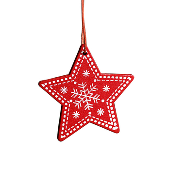 Drevená karikatúrna ozdoba Santa Clausa so snehovou vločkou – scénické vianočné dekorácie