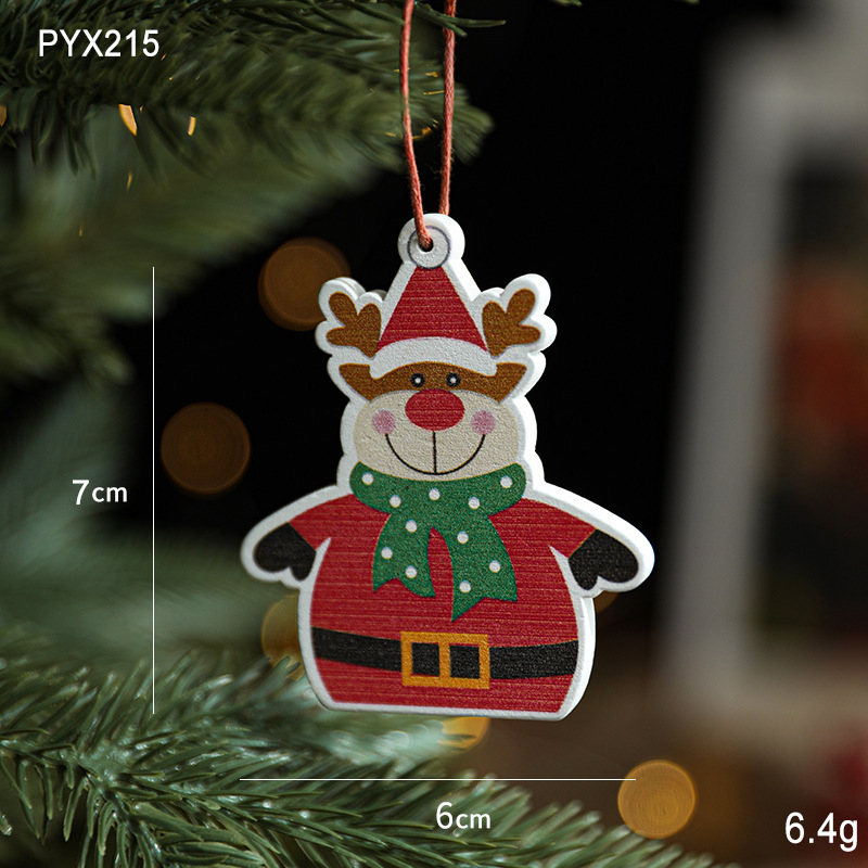 Drevená karikatúrna ozdoba Santa Clausa so snehovou vločkou – scénické vianočné dekorácie