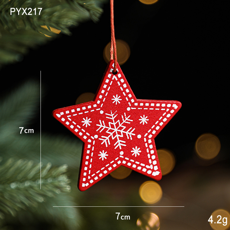 Drevená karikatúrna ozdoba Santa Clausa so snehovou vločkou – scénické vianočné dekorácie