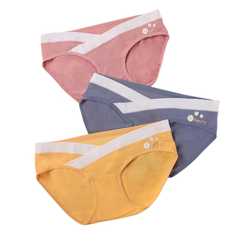 Tehotenské bavlnené spodné nohavičky s nízkym pásom, podpora brucha, V-front trojuholníkový dizajn