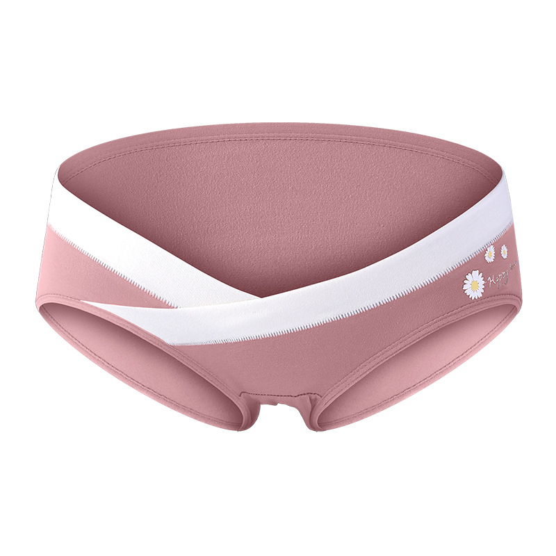 Tehotenské bavlnené spodné nohavičky s nízkym pásom, podpora brucha, V-front trojuholníkový dizajn