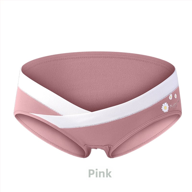 Tehotenské bavlnené spodné nohavičky s nízkym pásom, podpora brucha, V-front trojuholníkový dizajn