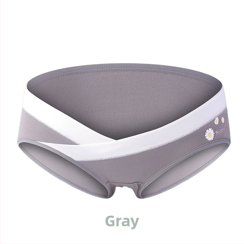 Tehotenské bavlnené spodné nohavičky s nízkym pásom, podpora brucha, V-front trojuholníkový dizajn