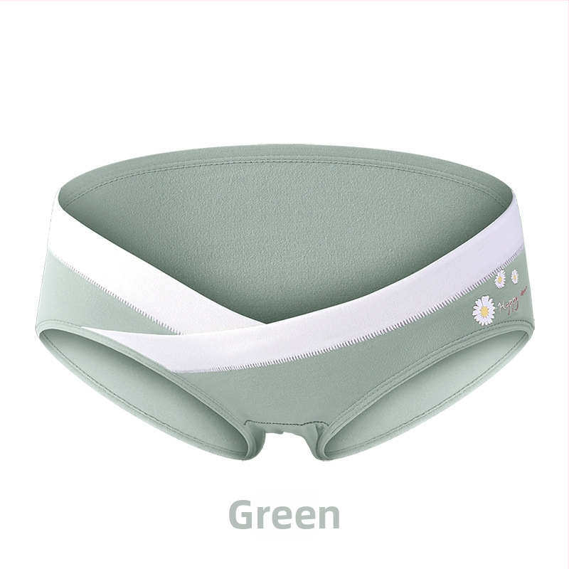 Tehotenské bavlnené spodné nohavičky s nízkym pásom, podpora brucha, V-front trojuholníkový dizajn