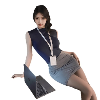 Sexy sekretar kostim s čarapama i hip suknom, poliester tkanina, 90–95% poliester, za žene