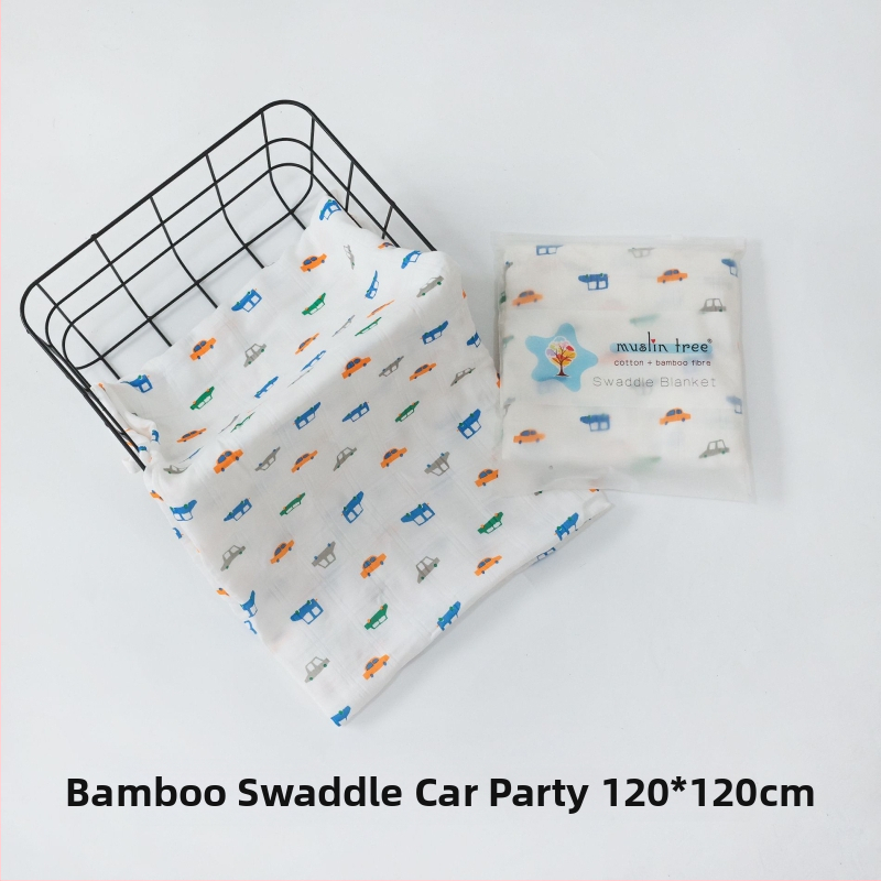 Muslintree/Cotton Tree Bambusové vlákno – Letný prebalovacia šatka pre novorodencov, vzor zvierat/animovaný