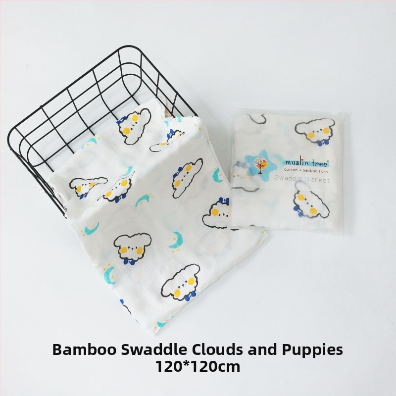 Muslintree/Cotton Tree Bambusové vlákno – Letný prebalovacia šatka pre novorodencov, vzor zvierat/animovaný