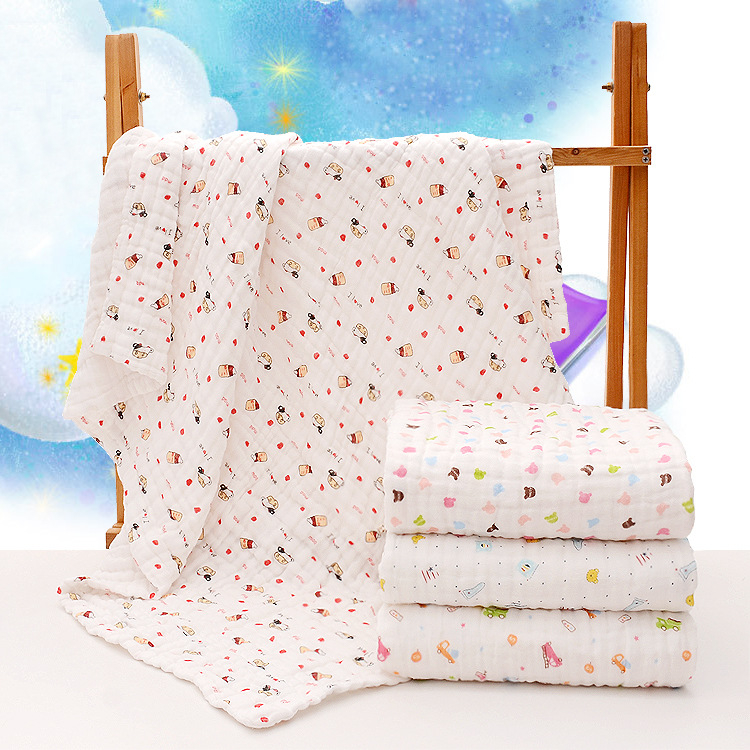 Šesťvrstvový gáza uterák na kúpanie pre batoľatá, čistá bavlna, široký lem, pre deti, mäkký a priedušný