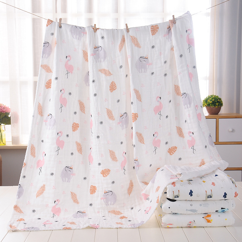 Šesťvrstvový gáza uterák na kúpanie pre batoľatá, čistá bavlna, široký lem, pre deti, mäkký a priedušný