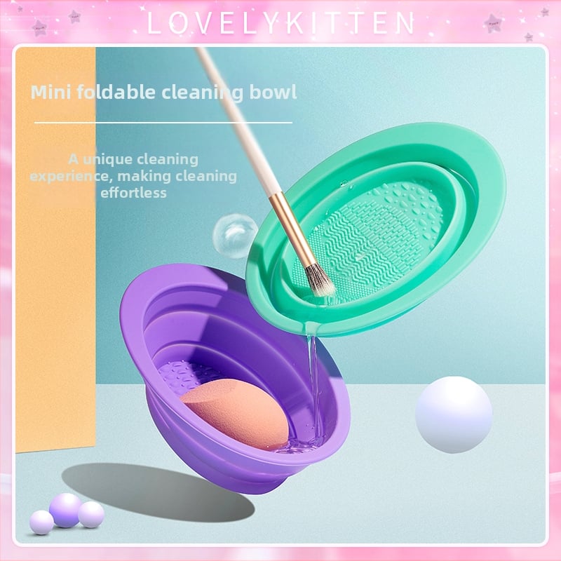 Καθαριστικό πινέλων μακιγιάζ από σιλικόνη, αναδιπλούμενο μπολ καθαρισμού, μοντέλο XMS01