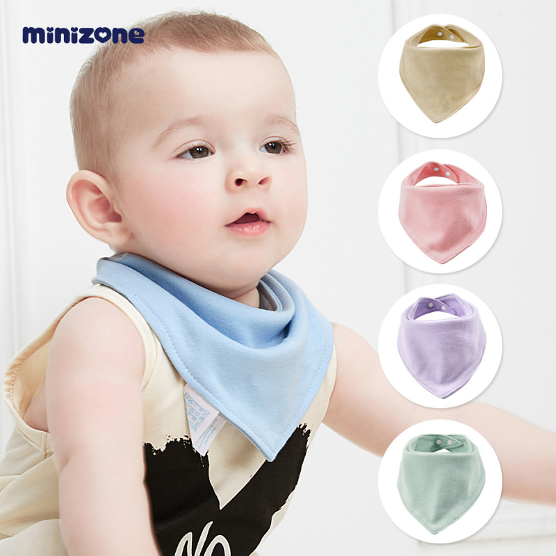 Minizone trojuholníkový detský bryndák na zapínanie, bavlna, proti zašpineniu, pre novorodencov 0–12 mesiacov
