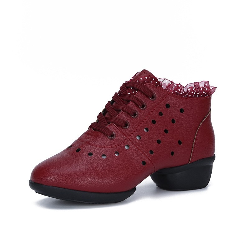 Dámske tanečné topánky so strednou pätou, sieťovaný vršok, gumová podrážka, priedušné, na balet, moderný tanec, latin