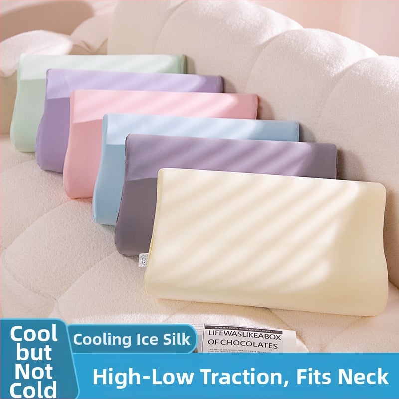 Vankúš z peny s pamäťou, Ice Silk látka, vlnitý tvar, univerzálne použitie