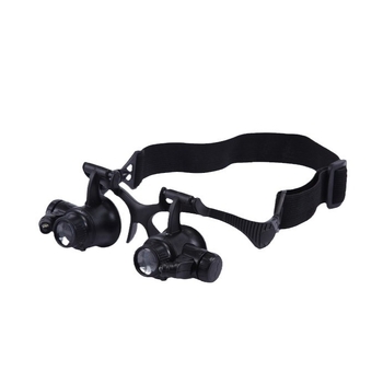 LED hlavový lup s LED osvetlením pre inšpekciu starožitností šperkov a hodiniek, zväčšenie 10x–25x, model 9892GJ, značka Safety test, licencovaná súkromná značka: Áno