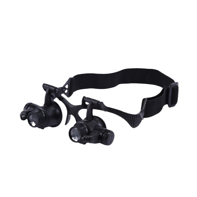 LED hlavový lup s LED osvetlením pre inšpekciu starožitností šperkov a hodiniek, zväčšenie 10x–25x, model 9892GJ, značka Safety test, licencovaná súkromná značka: Áno