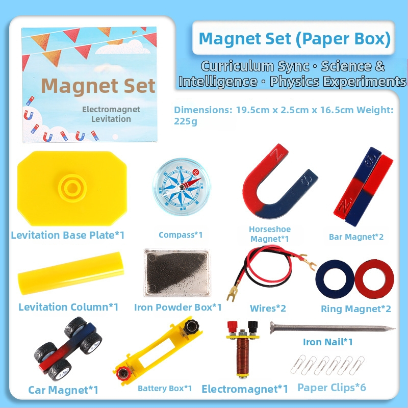 Magnetická súprava pre základnú školu na vedecké experimenty s kompasom — didaktické pomôcky; Rozsah: základná škola veda; Aplikácia: vnútorné aj vonkajšie prostredie; Materiál: kov, magnet, plast; Hmotnosť: 234