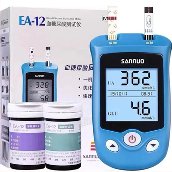 Sannuo EA-12 testovacie prúžky na meranie kyseliny močovej a krvného cukru pre domáce použitie, 50 kusov v balení, opakovane použiteľné, schválené Xiang Machinery 20162400156