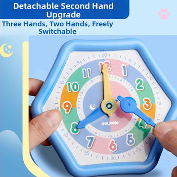 Deli model hodín pre základnú školu – učebné pomôcky pre hodiny a aritmetiku, z plastu, vhodné pre deti 4–6 rokov.