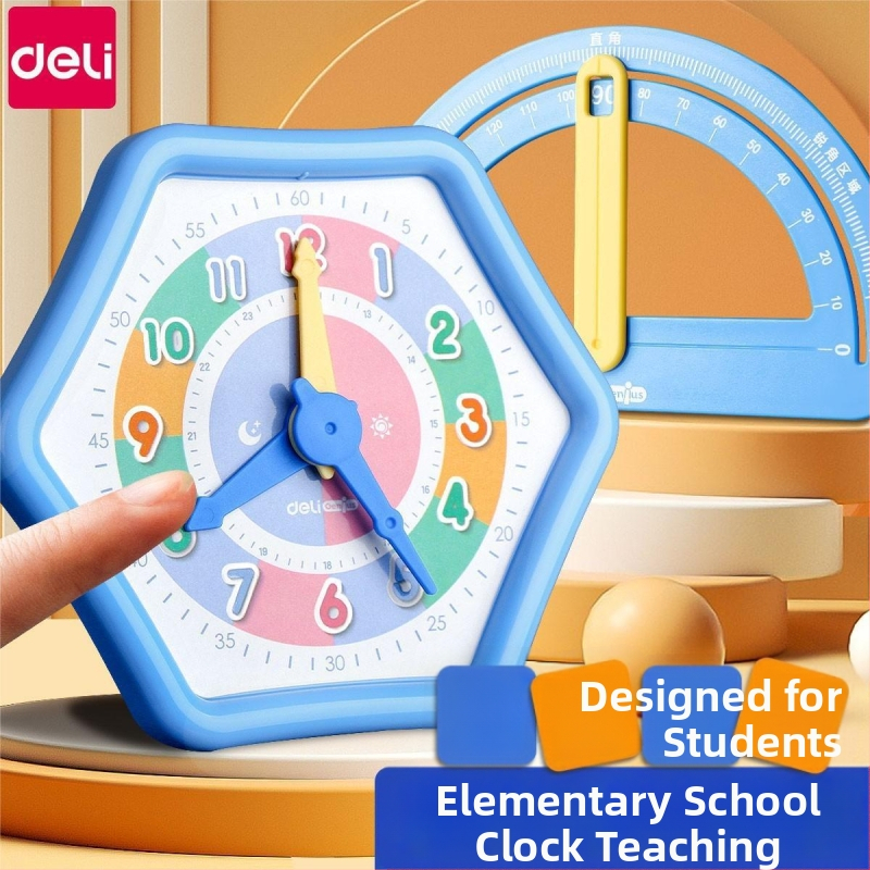 Deli model hodín pre základnú školu – učebné pomôcky pre hodiny a aritmetiku, z plastu, vhodné pre deti 4–6 rokov.