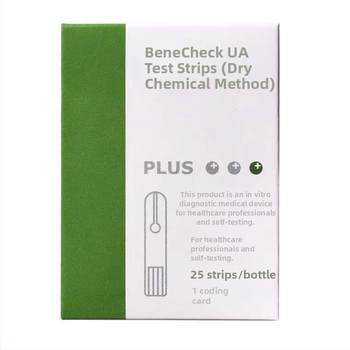 Baijie detektor kyseliny močovej — jednorázový krvný analyt na kyselinu močovú s testovacími prúžkami, balenie 10/25 prúžkov, schválenie 20172400021