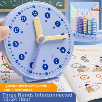 Výchovný model hodín pre základnú školu – ciferník s trojitým spojovacím kolíkom, plast, značka Telford, intelektuálny rozvoj, vek 7–14
