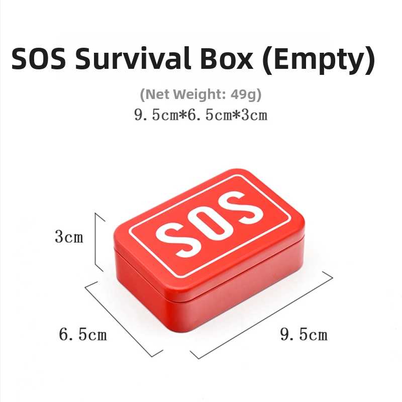 Crooked Wild SOS súprava na prežitie: krabička prežitia s kompasom, píšťalkou, drôtovým píla a prostriedkami prvej pomoci