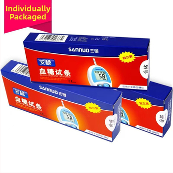 Pásiky na meranie cukru v krvi pre domáce použitie, značka Sannuo, 50 kusov, s ihlou, bez prístroja