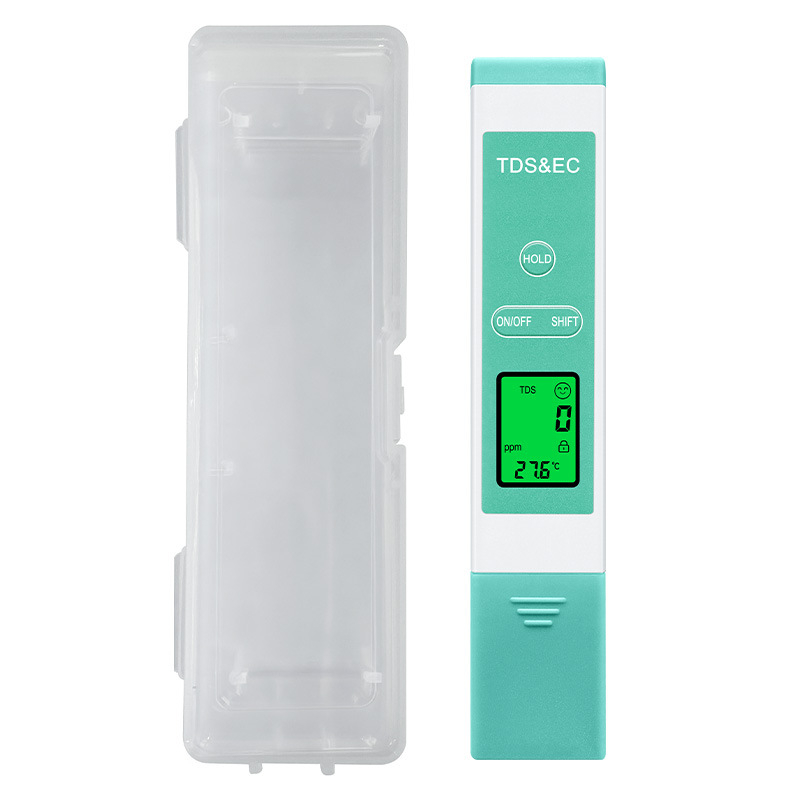 Prenosný TDS/EC merací prístroj na vodu — vysoká presnosť, rozsah 0–9990 ppm, presnosť ±1, rozlíšenie 1 ppm, napájanie 3V