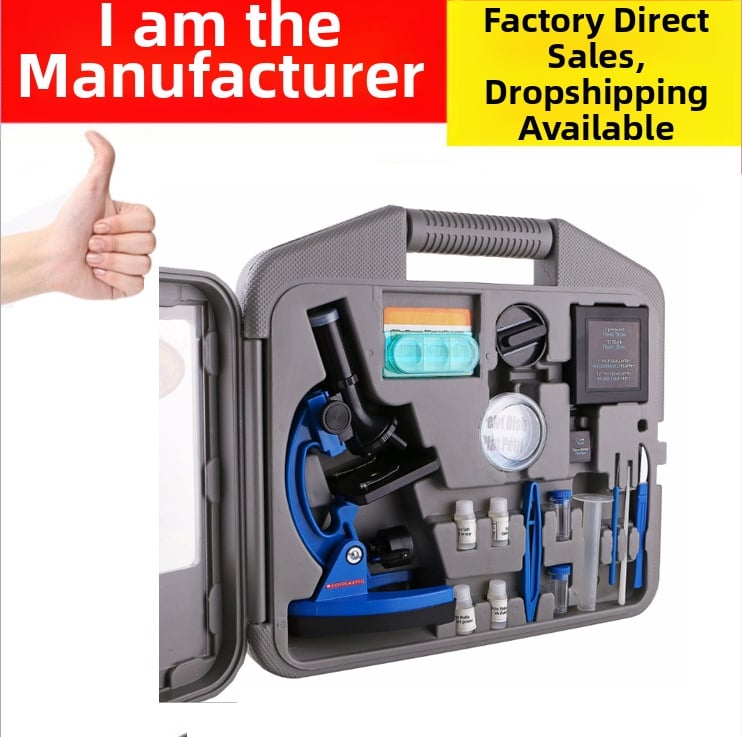 Bioloogiline mikroskoop lastele ja õpilastele, metallkorpus, valgustus, suure suurendusega