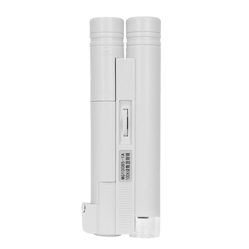 Портативен LED микроскоп с 100× увеличение и измервателна скала за учебни цели