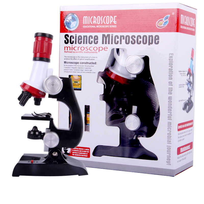 Електрически детски микроскоп за наука и образование – пластмасова конструкция, тренировка на зрението, възраст 7–14 г.